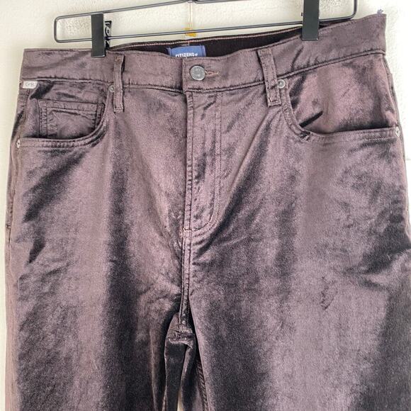 NWT Citizens of Humanity Jolene Velvet Pants Size 31 Pony Brown High Rise Slim - Picture 10 of 16